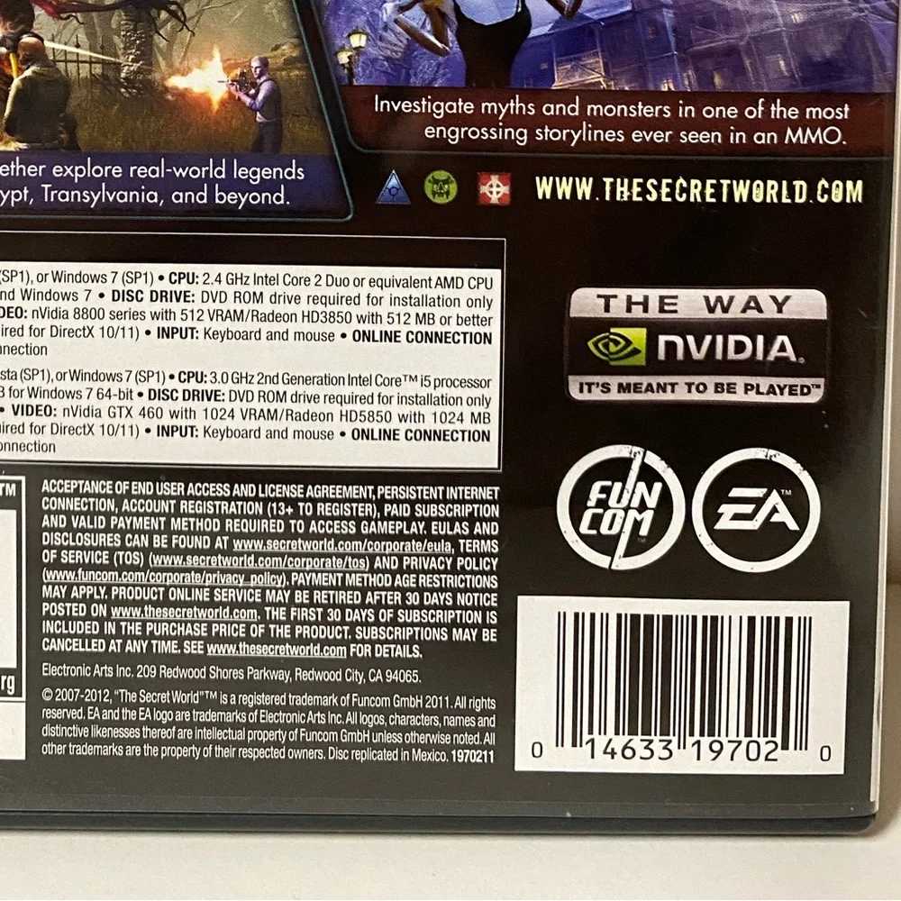 The Secret World PC DVD ROM Software Video Game Computer Game EA 2012